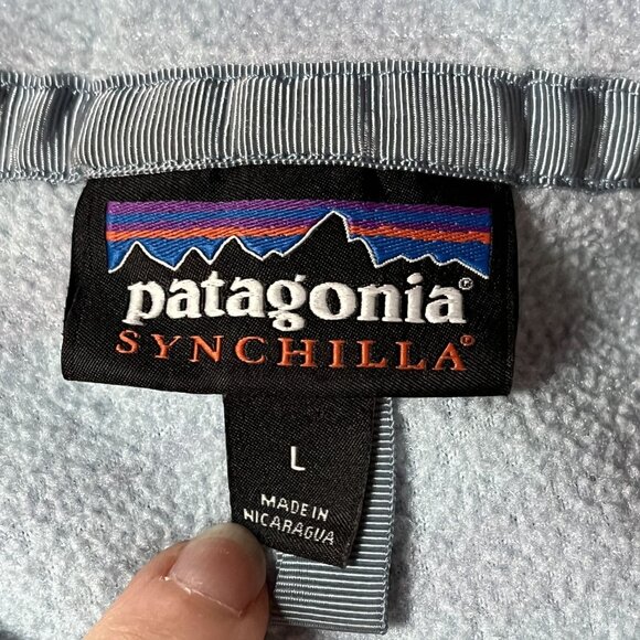 Patagonia Synchilla Snap-T Recycled Fleece Pullover Eucalyptus Berlin Blue Large - Picture 9 of 13